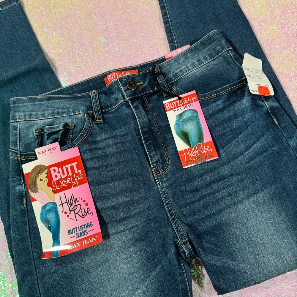 medium blue high-rise butt-lifting skinny jeans - Picture 2 of 7